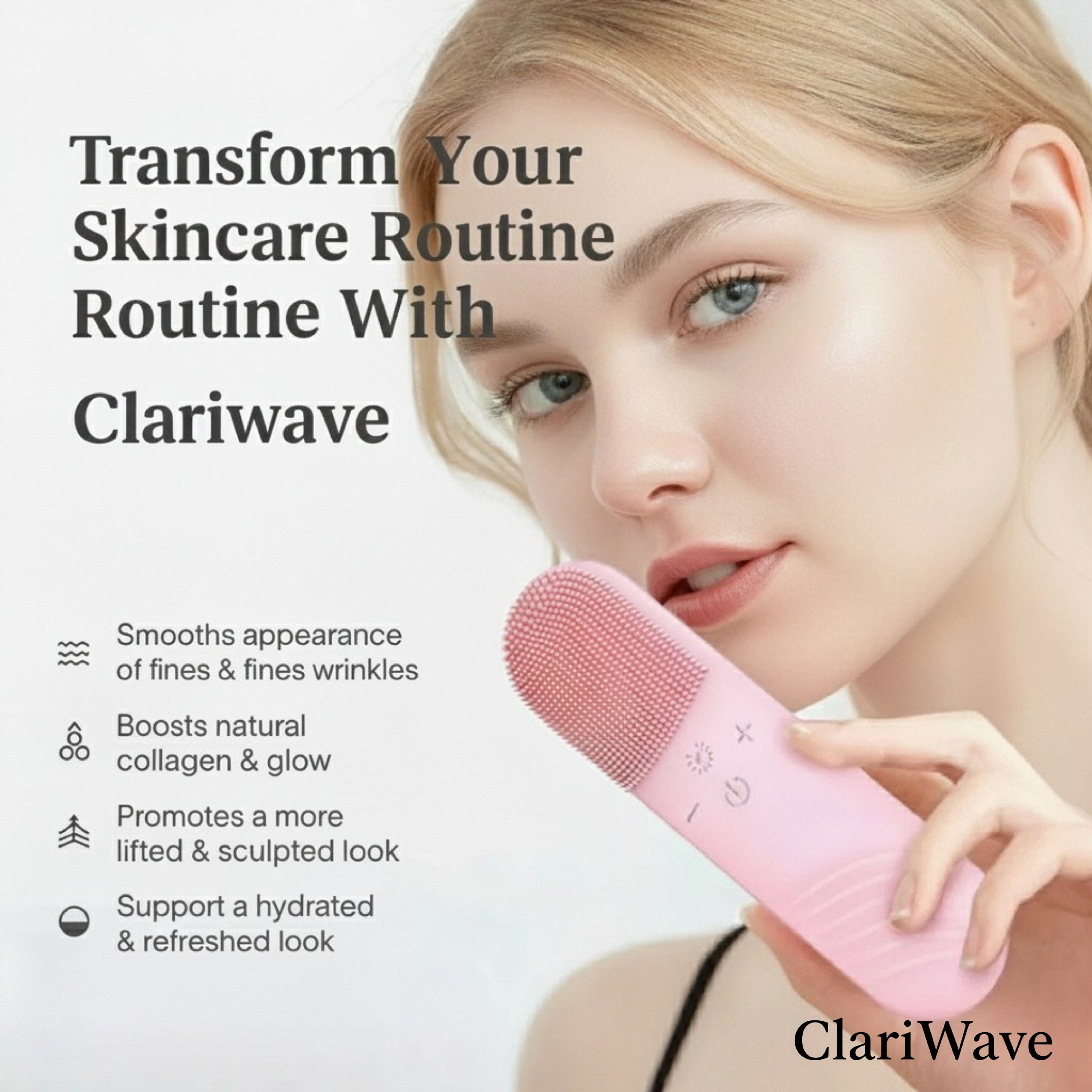 ClariWave 2-in-1 Red/Blue Light Therapy Vibrating Facial Cleanser Brush