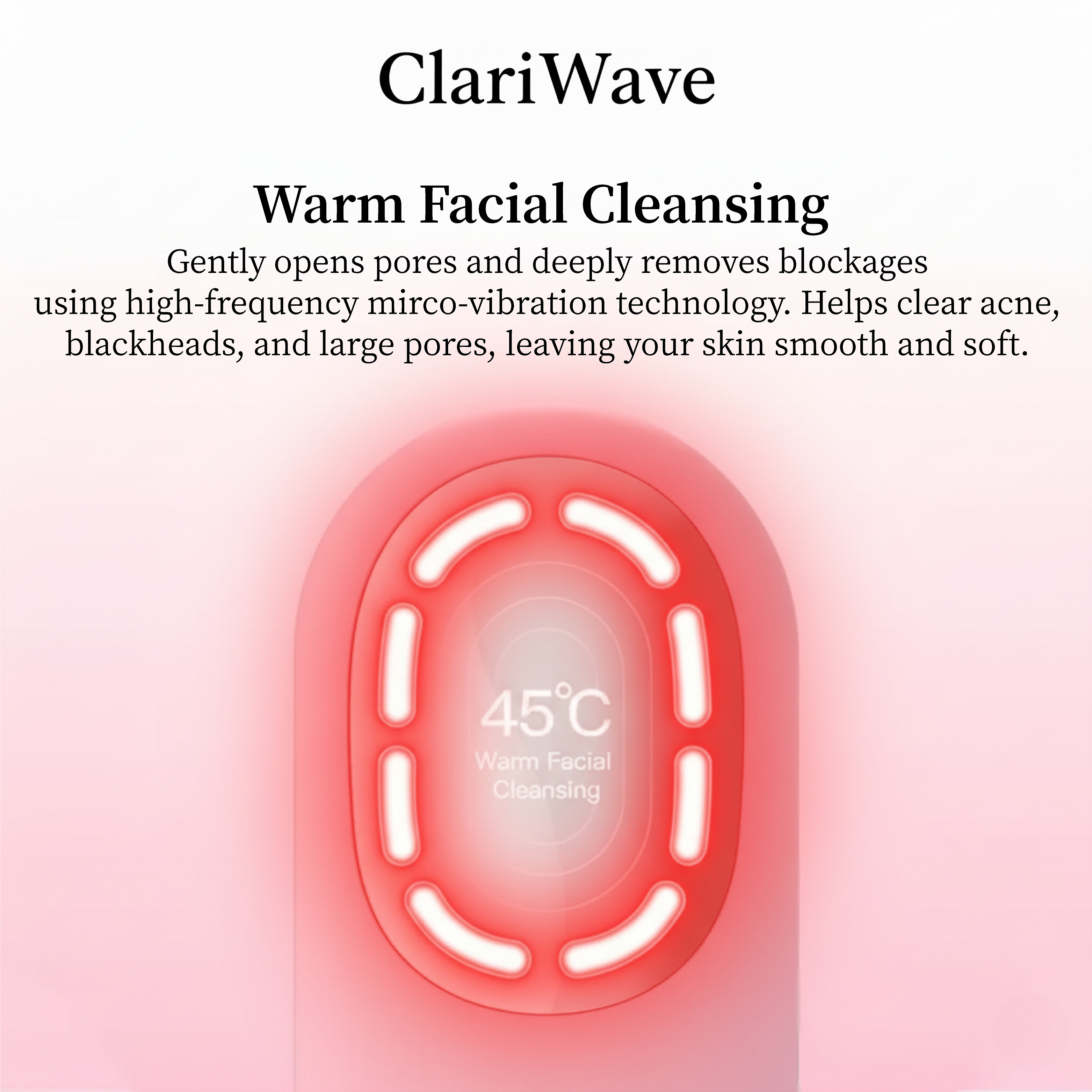 ClariWave 2-in-1 Red/Blue Light Therapy Vibrating Facial Cleanser Brush