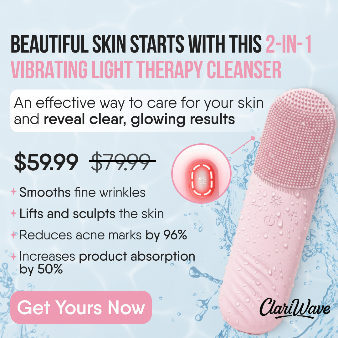 ClariWave 2-in-1 Red/Blue Light Therapy Vibrating Facial Cleanser Brush